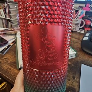 Starbucks Venti Disney Red and Green Textured Tumbler & Soft Red Tumbler